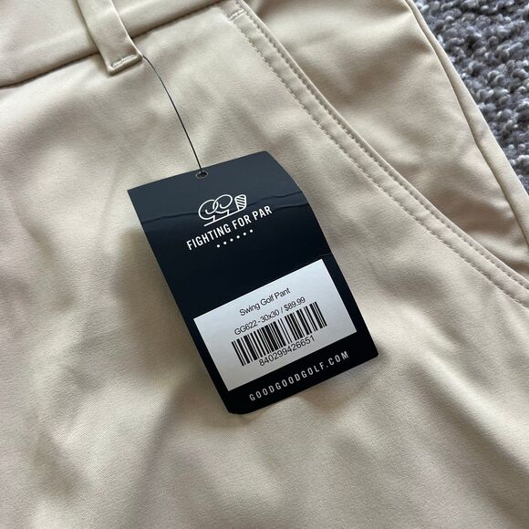 NEW Good Good Swing Golf Pants Stretch Performance Tan Khaki Mens Sz 30/30 - Picture 5 of 6